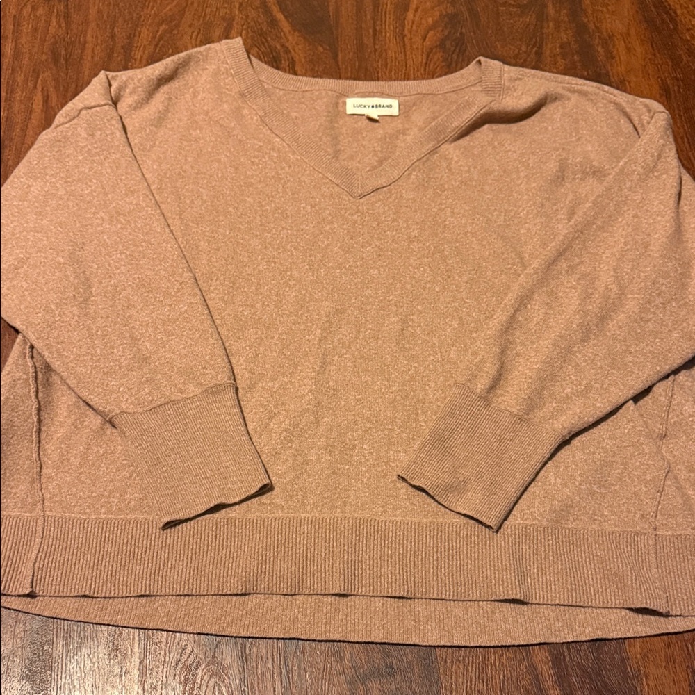 Lucky Brand Women's V-Neck Sweater in Brown